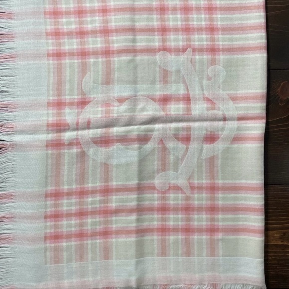 Tory Burch Pink and White Plaid Scarf - Picture 2 of 4